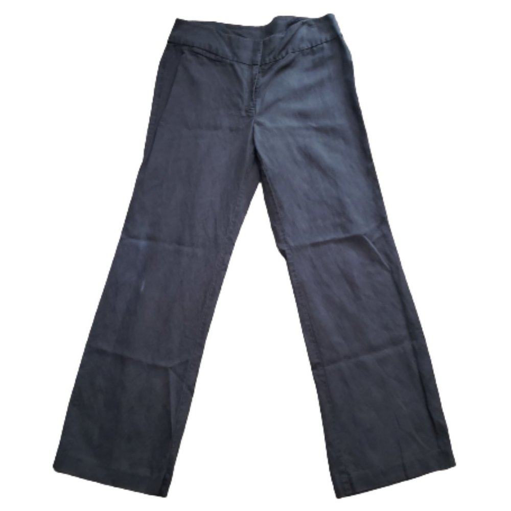 Eileen Fischer Wide Leg Pants Classic Linen Blend Black | Women's 12 Pre-owned